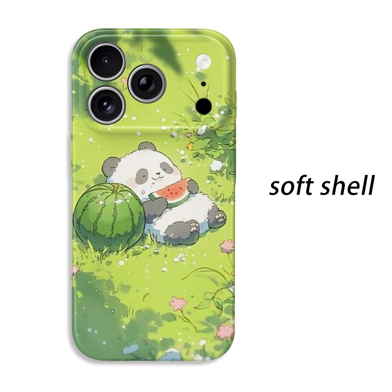 Refreshing Summer Panda Melon Graphic Art Film Aesthetic Protective Shockproof Bumper Phone Case Cover For iPhone 13 14 15 16 17 Pro Max Plus