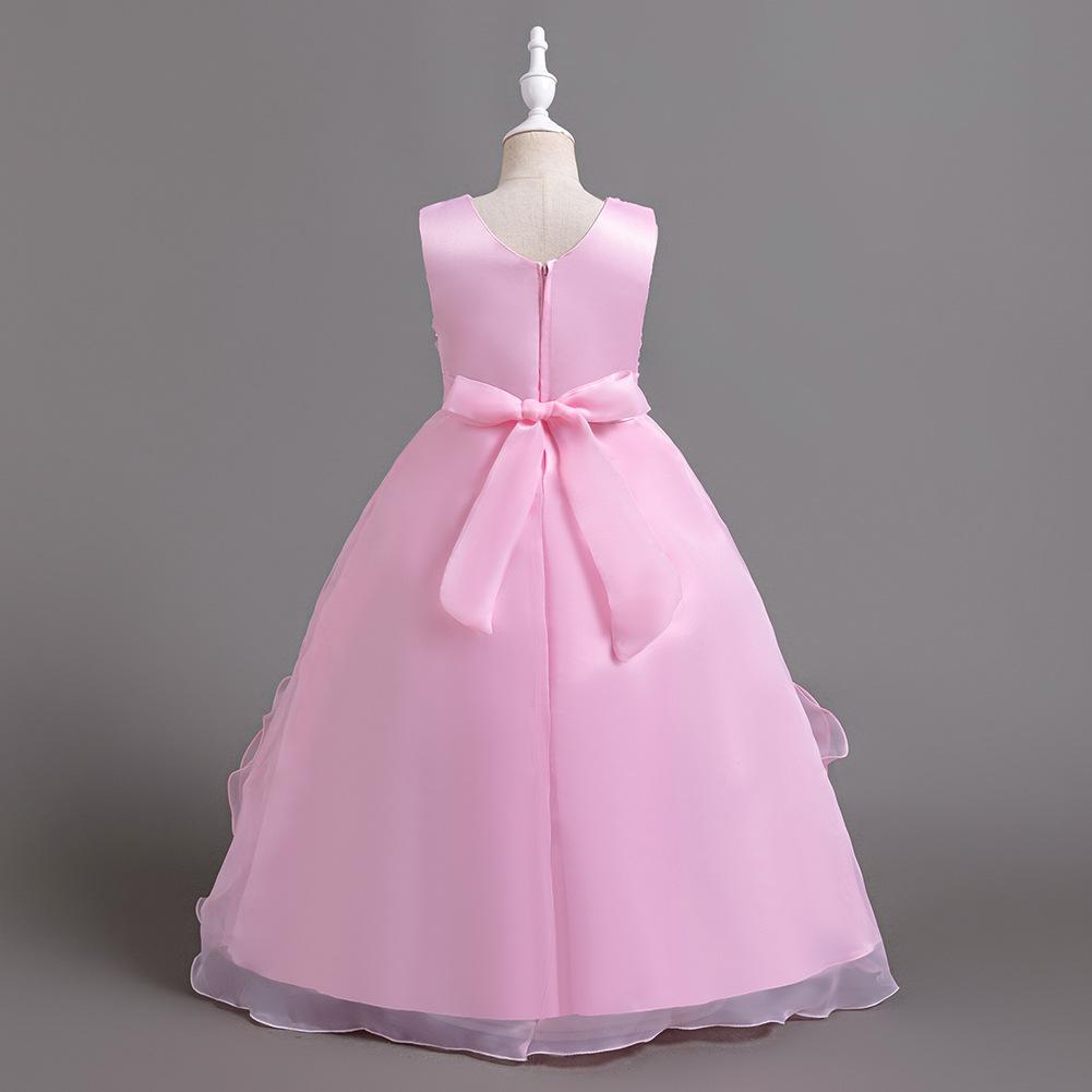 Girls' Long Dresses Big Flower Small Pearl Princess Dresses Walking Host Party Dresses Skirts 8623  Little Girl's Favourite Dress Dresses
