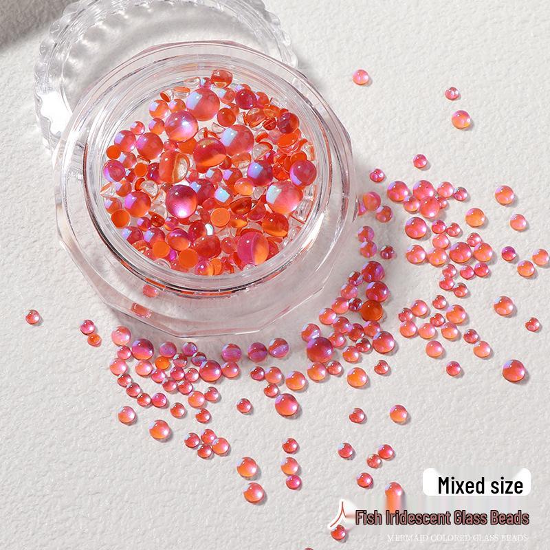 Русалочий мокко переливающийся нейл-арт: Стразы Аврора Пузырьковые бусины