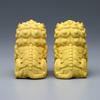 6cm Wooden Shishi Komainu Figurines for Shinto Shrines, Feng Shui Charms, and Amulets To Ward Off Evil Spirits. Shisa (Set of 2) Wood Carvings