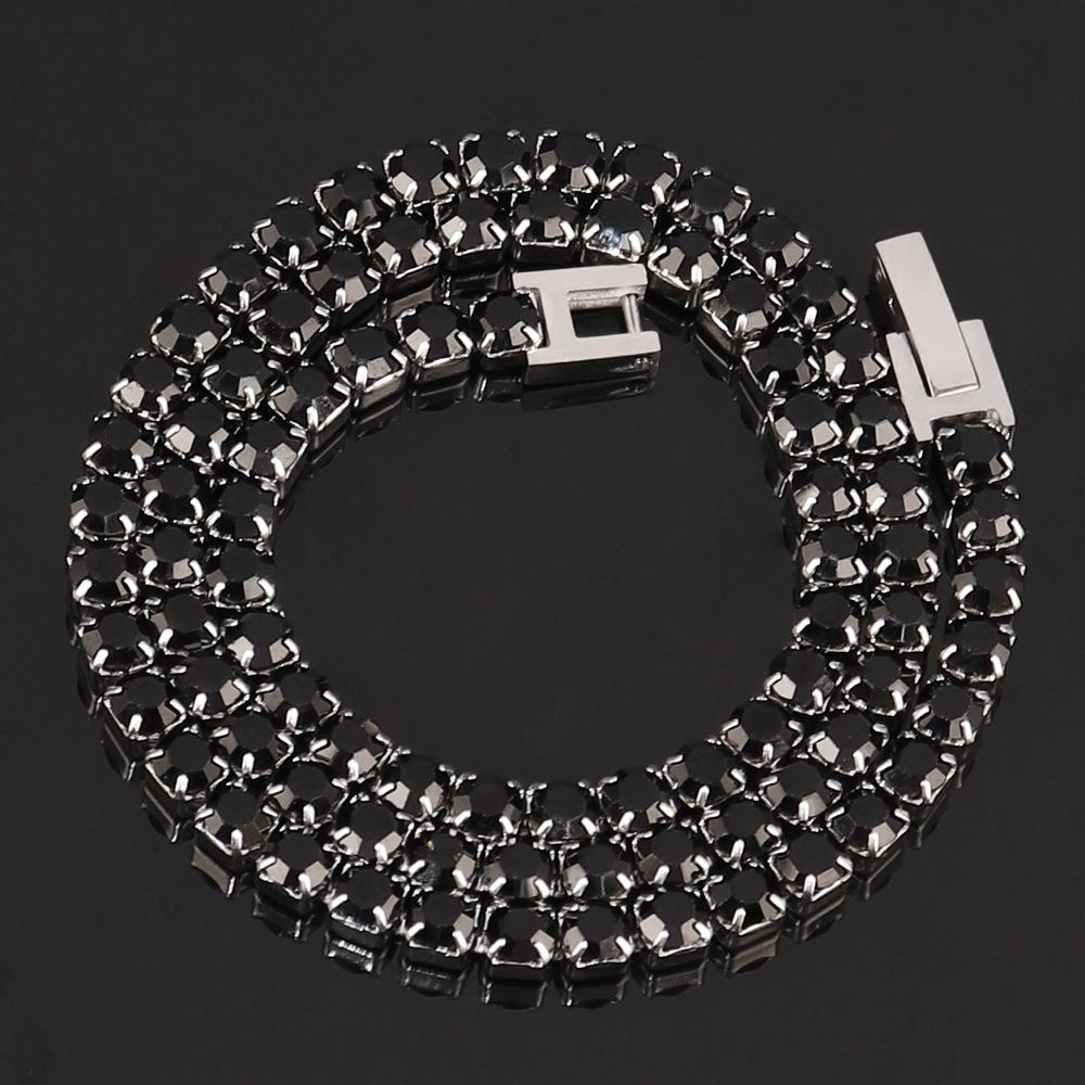 Stainless Steel 4Mm Zircon Tennis Necklace Simple Color Diamond Claw Chain Necklace Men'S And Women'S Jewelry