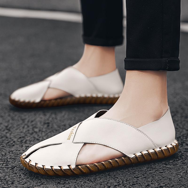 FashionHandmade Summer Men Sandals Casual Classic Men Beach Shoes Outside Male Shoe Comfortable Breathable Mans Footwear Hot Sale 2024