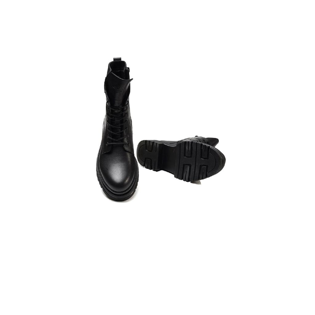 Women's Black Genuine Leather Military Boots 3k2db32700