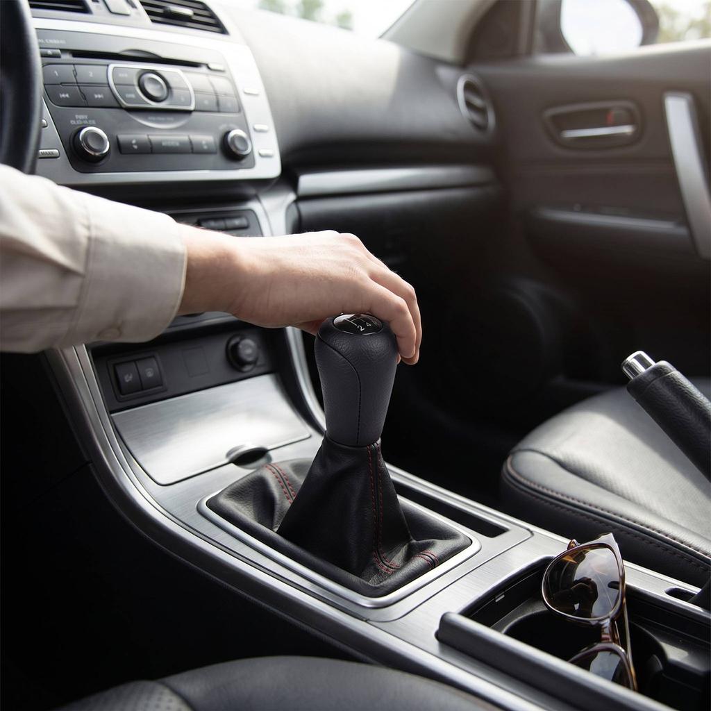 Leather Shifter Lever Arm Headball 5 Speed Gear Shift Knob Replacement for Mazda 3 BK BL 5 CR CW