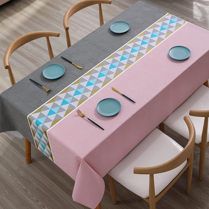 Nordic Style Tablecloth Stitching Color Waterproof Dinning Table Cover Wedding Party Rectangular Table Cloth Home Kitchen Decor