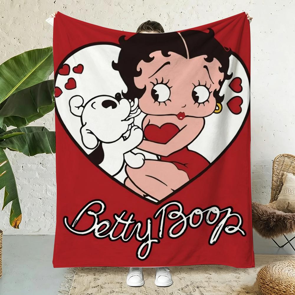 B-BeTTy-CuTe-Boop Throw Soft Flannel Throw Blanket, Lightweight Breathable Summer Nap Blanket For Sofa Home Travel Cozy Decor