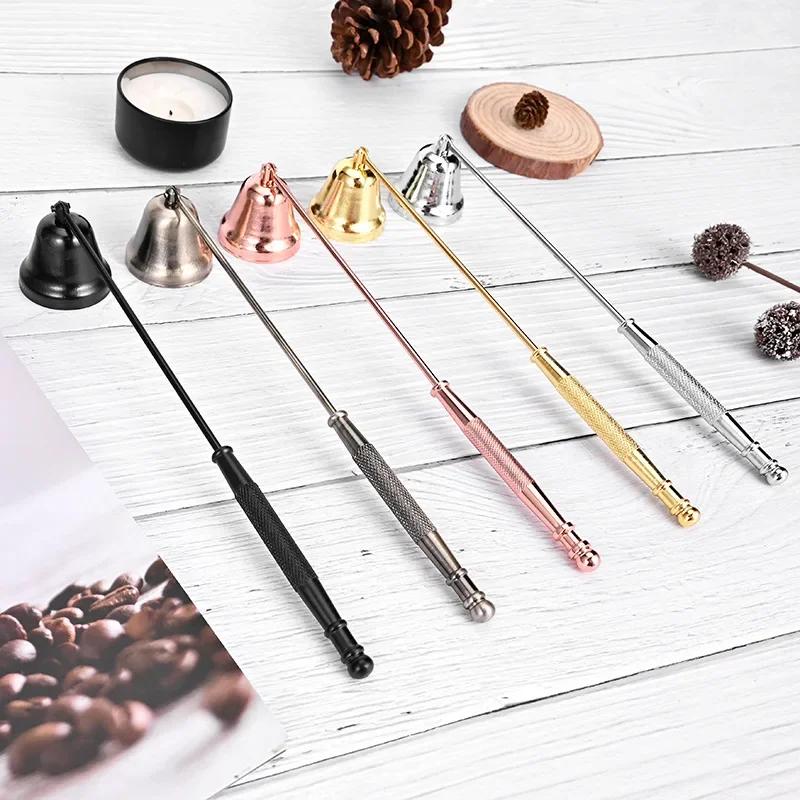 1pc Long Handle Candle Snuffer - Polished Stainless Steel Wick Flame Snuffer for Safe Placement of Candle Flames - Black Candle