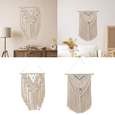 Macrame Woven Wall Hanging Birthday Gift Bohemian Tassel Beautiful Tapestry Pendant for Apartment Nursery Bedroom Dorm Party