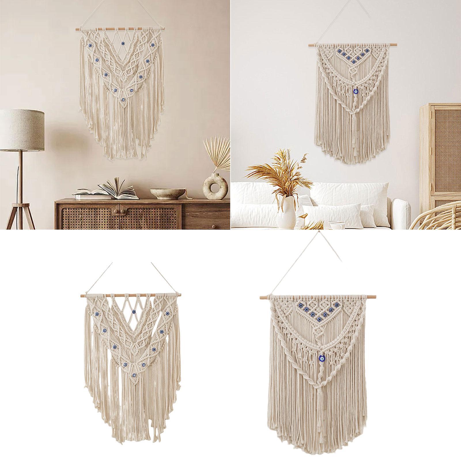 

Macrame Woven Wall Hanging Birthday Gift Bohemian Tassel Beautiful Tapestry Pendant for Apartment Nursery Bedroom Dorm Party 50x75cm