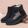 Winter Plus Velvet Warm Old Beijing Cloth Shoes Women's Vintage Ethnic Style Non-slip Soft-soled Embroidered Short Cotton Boots
