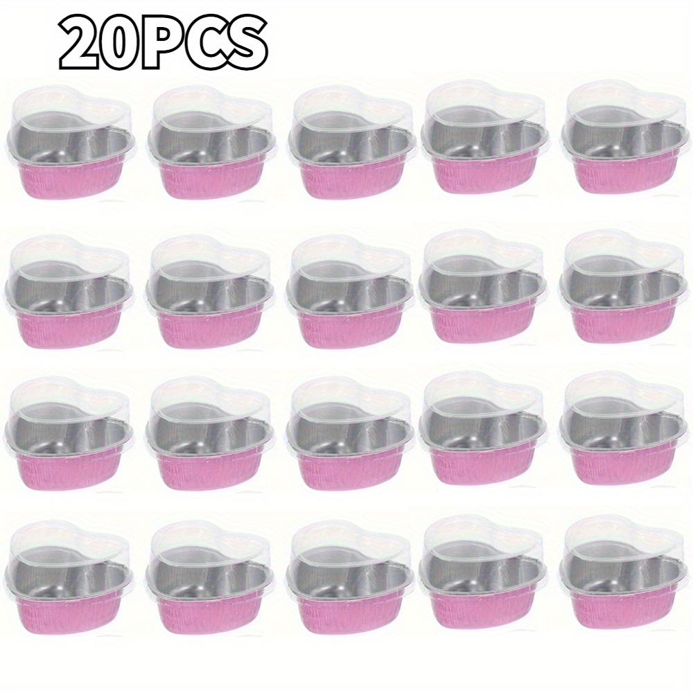 20PCS Heart Shape Disposable Aluminum Foil Cupcake Liners with Lids Mini Cake Pans for Wedding Birthday Party Kitchen Gadget