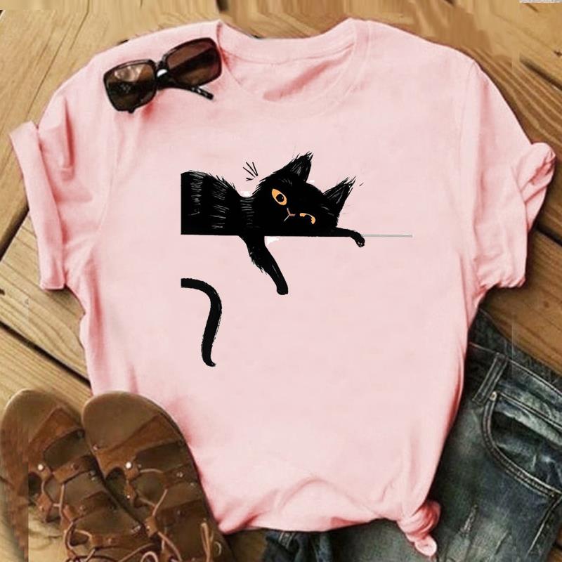 Tricou cu stil minunat Top Fashion Tricou Îmbrăcăminte anii 90 Sweet Cat Pet Ocazional mânecă scurtă Femei Print Lady Femeie Tricou grafic