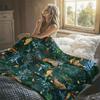 Jungle Leopard Botanical Flannel Blanket Warm Soft Halloween Christmas Decorative Couch Warm Cozy All-Season Gift