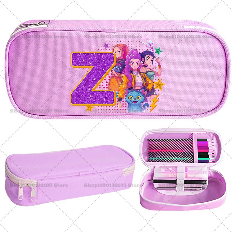 Kpop Demon Hunter Children Pencil Box Cartoon letter Student School Supplies Stationery Kids Penbag Pencilcase Kawaii Boys Gift