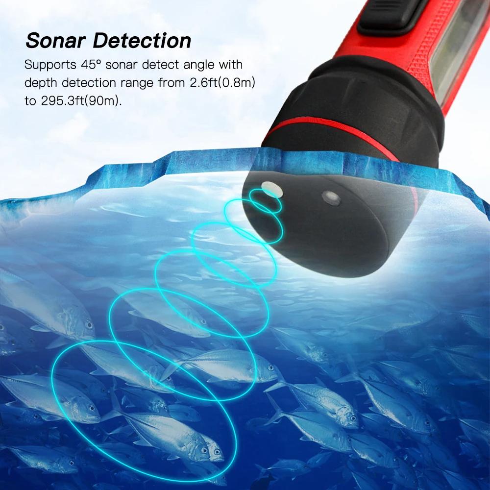 Sonar Ice Fishing Fish Finder with LED Underwater Light Wireless Waterproof Handheld Fish Finder with 0.8-90m Detection Depth