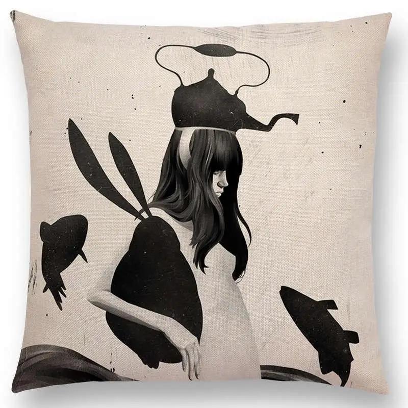 New Black White Style Wonder GirlSofa Pillow Case Elegant Lady Miracle Beauty Portrait Noble Mind Gorgeous Ideas Cushion Cover