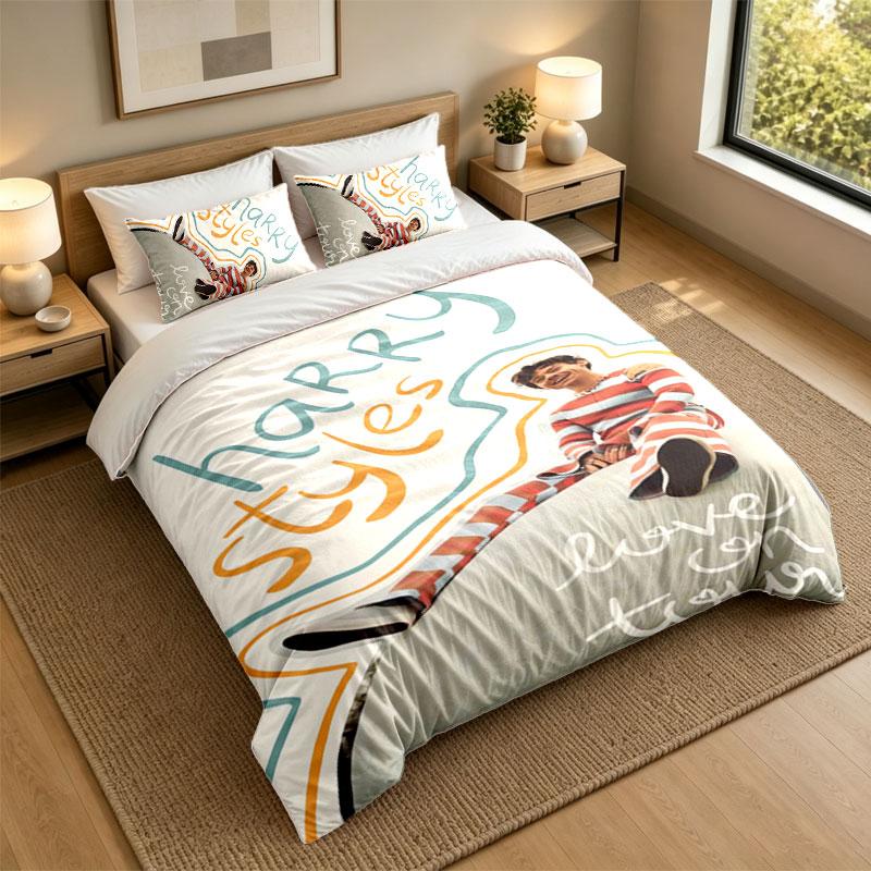 Set Biancheria da Letto 3 Pezzi Harry Styles Lenzuolo Morbido e Due Federe Decorazione Camera da Letto Casa