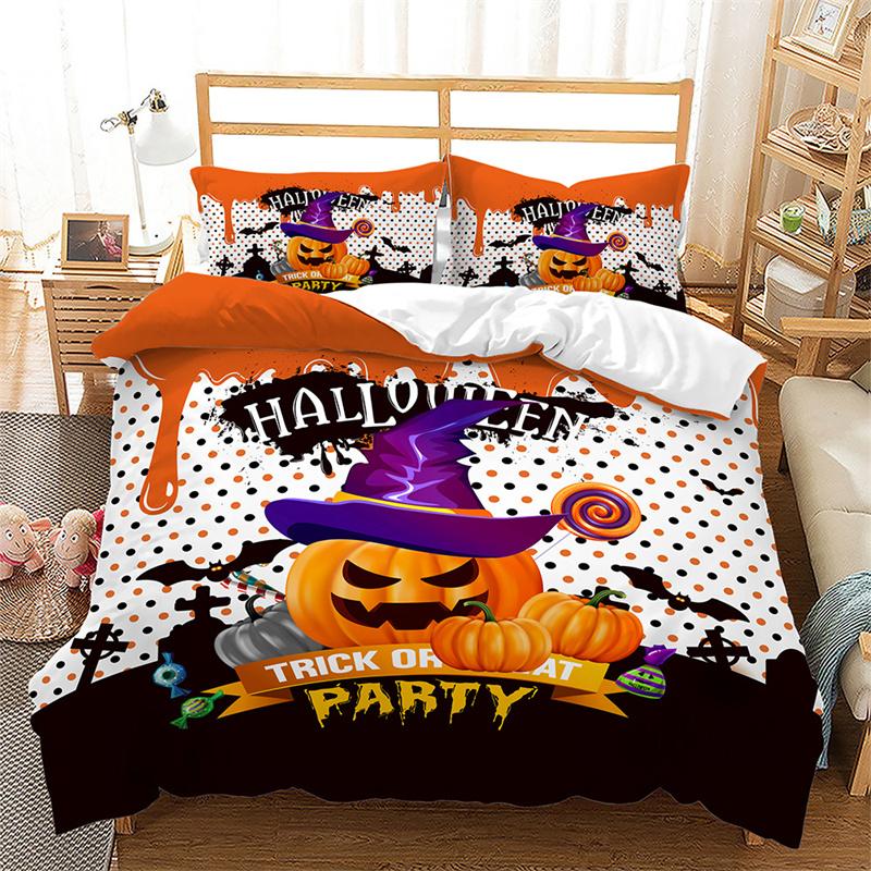 Halloween Duvet Cover Queen Cartoon Pumpkin Gamepad Quilt Cover Microfiber Horror Theme Gothic Spooky Bedding Set For Boys Teen