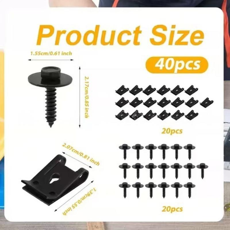 Metal Fenders Liner Engine Splash Shield Hex Head Screw Nut Kit Universal Automotive Replacement Tool For Basic Car Tools Kit