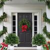 Faux Boxwood Ball Trees with Ground Spike UV Resistant Artificial Shrub for Outdoor Garden Patio Balcony and Indoor Settings