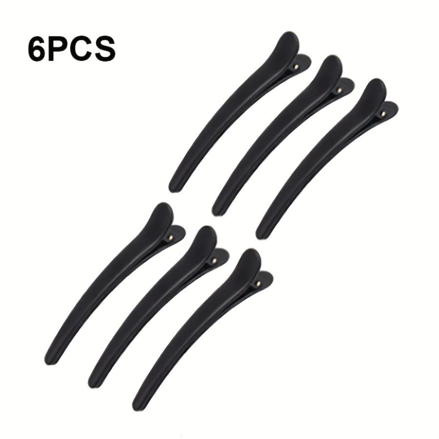 6pcs Black Matte Duckbill Clip - Vintage Salon Style Hair Accessories for All Hairstyles, Hairdresser Supplies