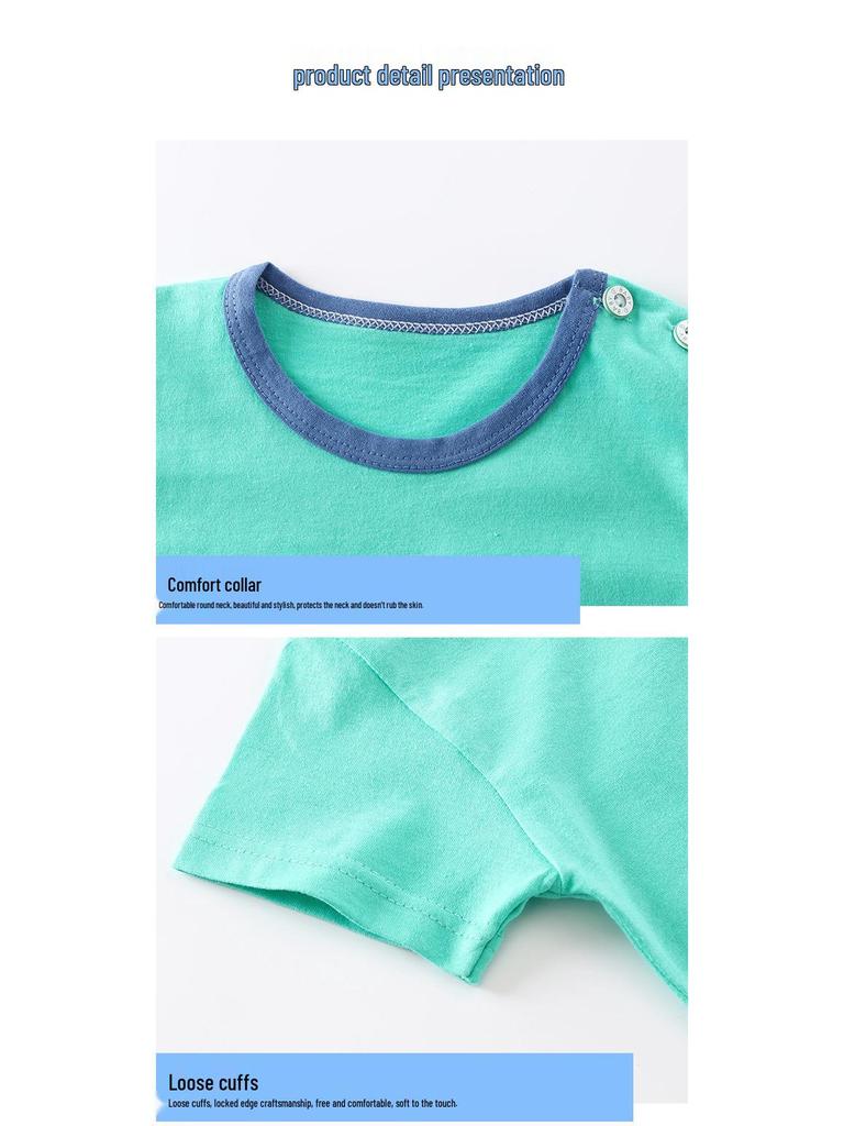 Kids' Cartoon Short Sleeve T-Shirt: Korean Style for Boys and Girls
