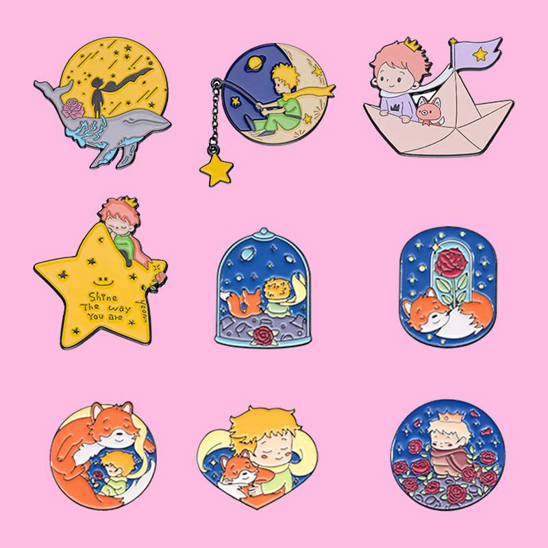 Charming Cartoon Metal Badge Set Featuring The Little Prince Creative Brooch Collection