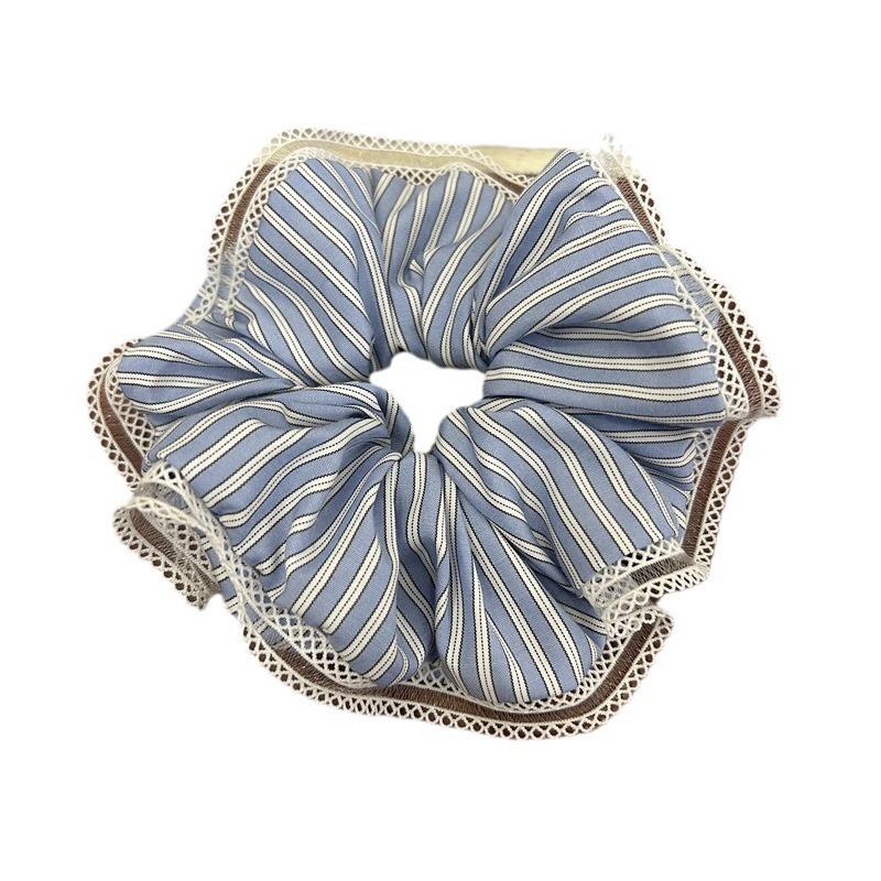 Temperament fine stripes small fresh lace lace colorectal hair circles fabric hair circle balls of hair rope