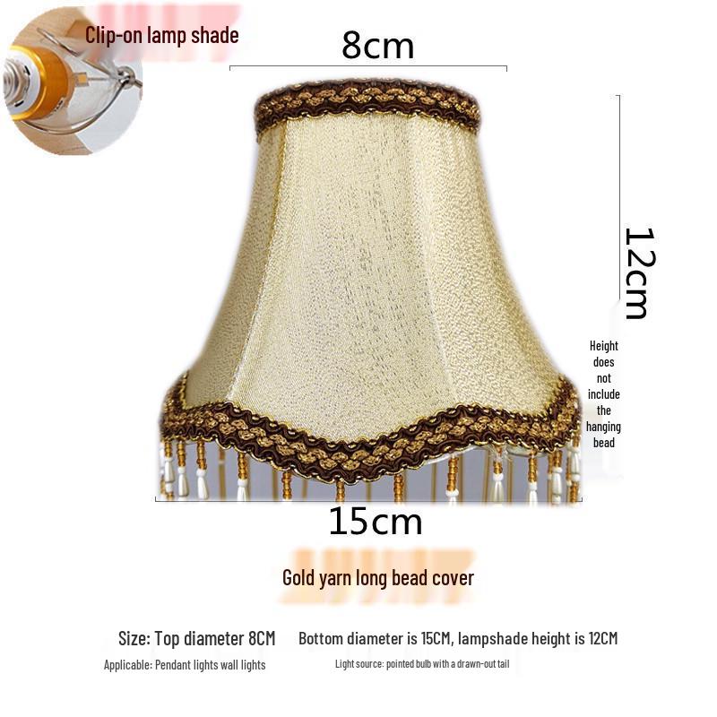 European Crystal Chandelier Fabric Lampshade, Clip-On, E27 Large Base, E14 Candle Bulb, Wall Light Shell Shade