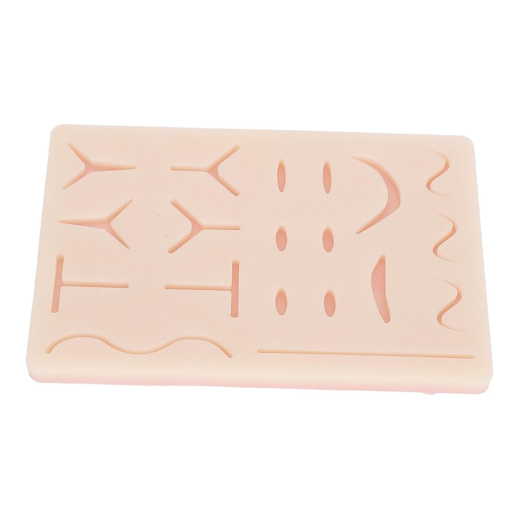 Suture Practice Pad Reusable Silicone Sature Training Skin Pad with 19 Pre Cut Wounds for Medical Student