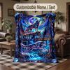 Wolf Fox Theme Throw Blanket Custom Name Text Personalized Blanket Soft Cozy Blanket for Home Sofa Bed