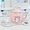 Hochwertige Tasse mit Deckel und Kaninchen-Motiv, praktischer Becher für Mädchen, Geburtstagsgeschenk für Freundinnen und Freunde