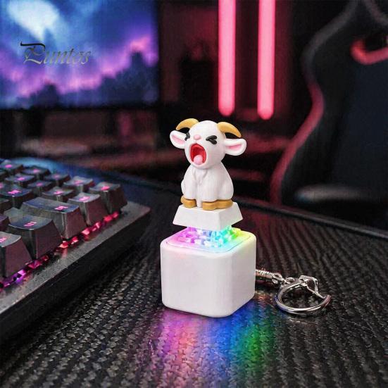 Animal Push Button Toy 1/2/3Pcs Screaming Goat Keyboard Fidget Toy, Rechargeable Sheep Finger Clicker Light-Up Keycap with Light Sound, Decompression