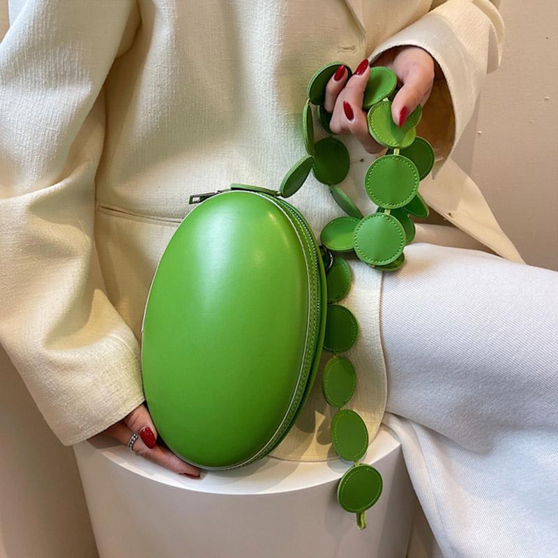 Brand Women Crossbody Bag Purse Summer Oval Small Shoulder Bags Designer Handbag Solid Color Leather Luxury Crossbody Chest Pack