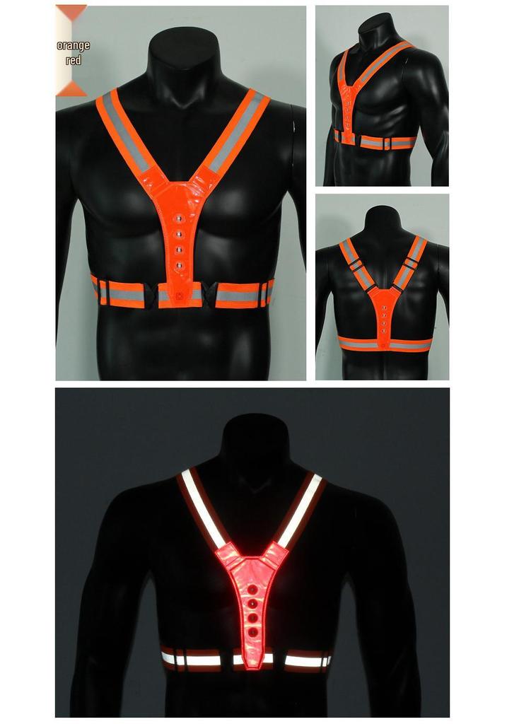 V-shaped 4cm LED Glowing Reflective Elastic Band Sports Vest