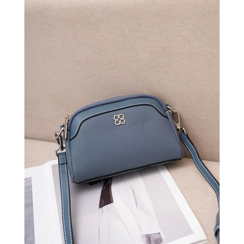 Cowhide Niche Versatile Women's Bag Shoulder Messenger Bag Simple and Fashionable Women's Bag Zipper Small Shell