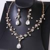 Luxury Colorful Crystal AB Water Drop Flower Bridal Jewelry Sets Rhinestone Necklace Earrings Wedding Dubai Jewelry Set