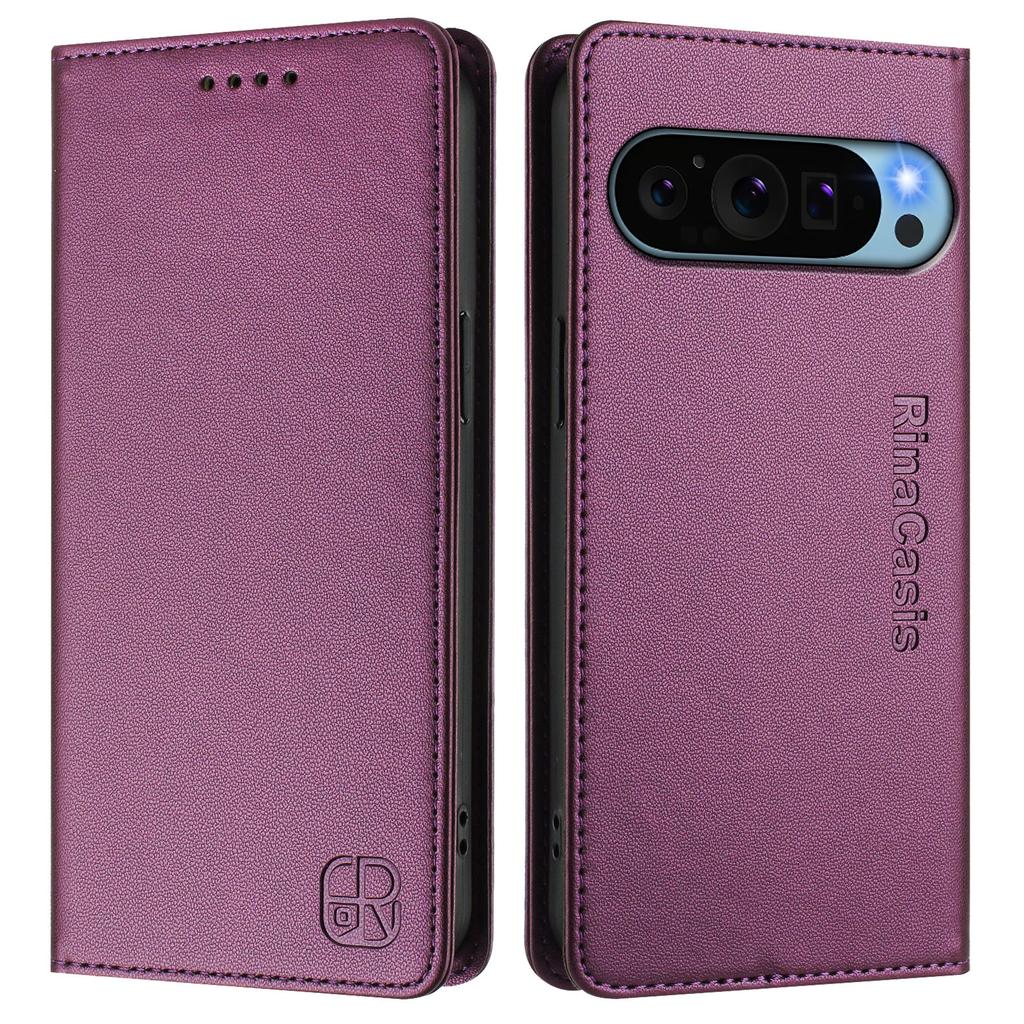 For Google Pixel 9 Pro/Google Pixel 9 Leather Case RINACASIS RC01 Phone Cover with RFID Blocking Wallet Stand