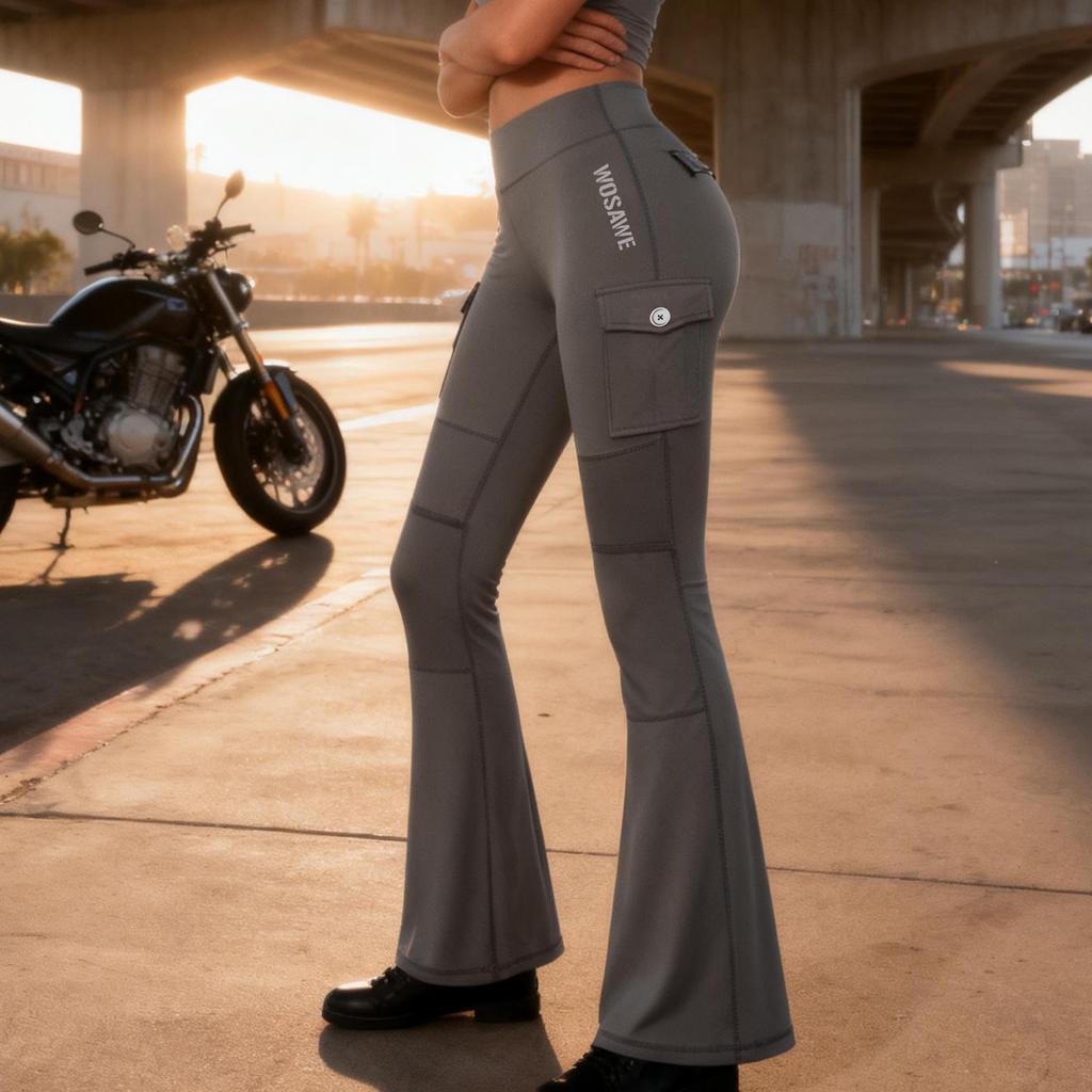 WOSAWE Women's CE-Certified Motorcycle Riding Pants High-Waisted Slim-Fit Athletic Flared Riding Tights