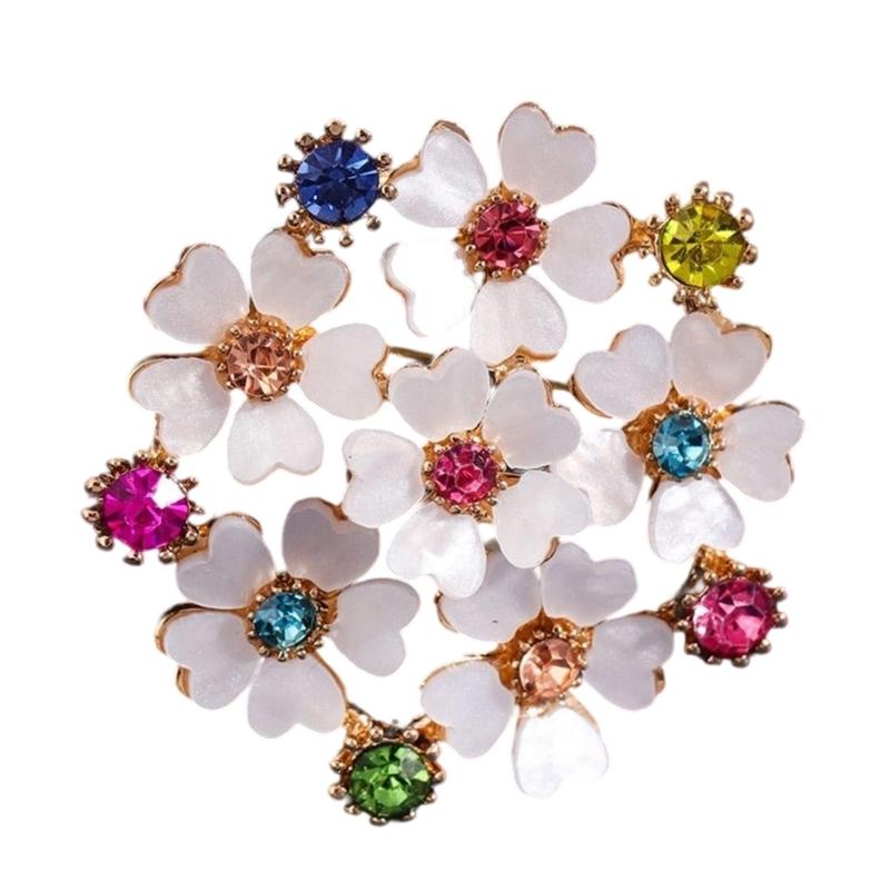 

Elegant Flower Brooch With Crystals Rhinestones Embellishment Pin Eye catching Dress Coat Jewelry For Women Girls 1