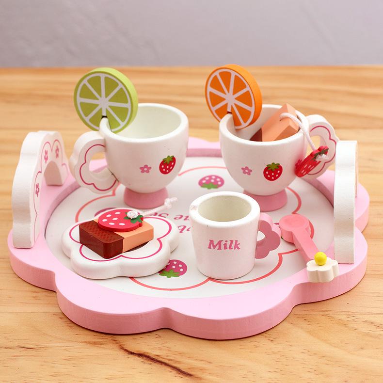 Kids' Wooden Tea & Dessert Role Play Set for Early Education