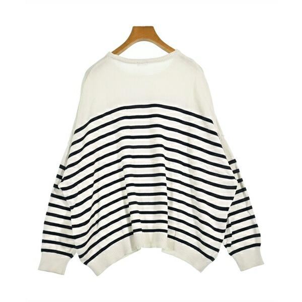 IENA Knit Sweater Women s F White x Black (Border) [Used] [Secondhand]