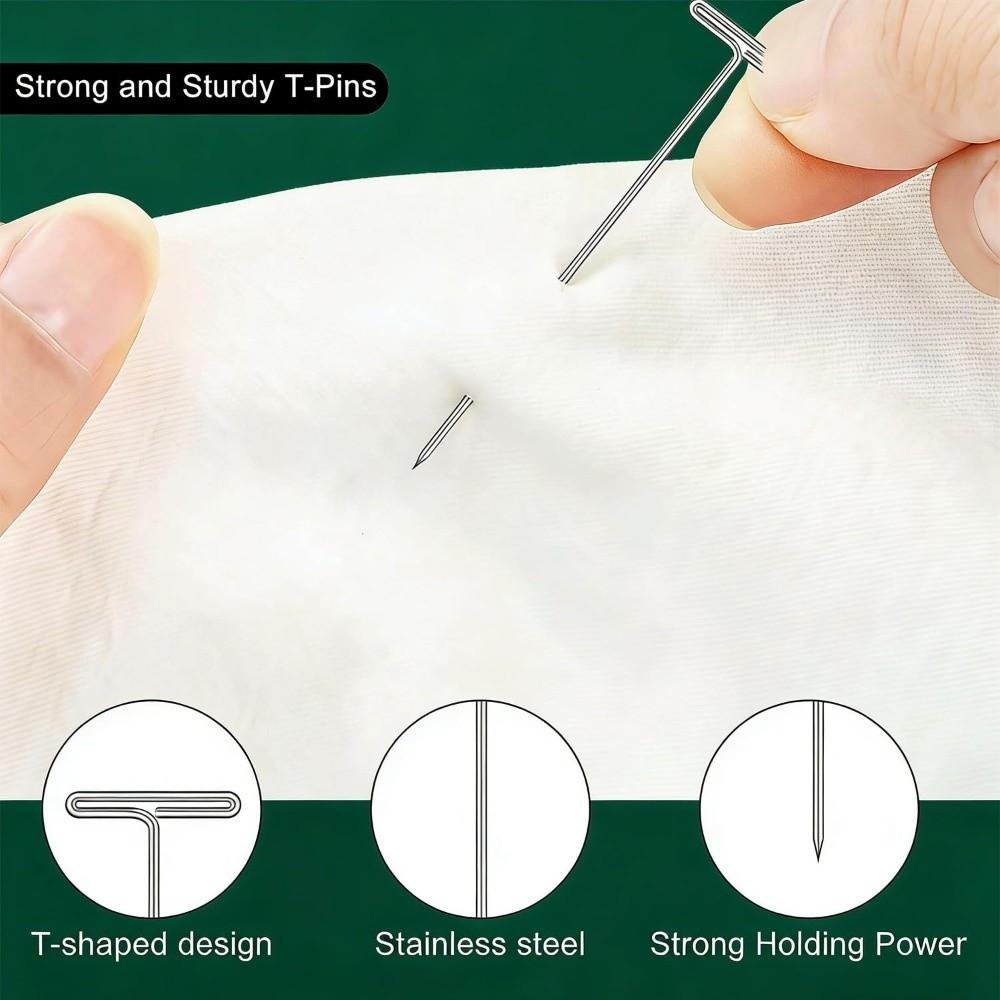 100Pcs 27/32/38/45/51/53mm T Pins Sharp Point Positioning Needle Sewing Pins for Wigs DIY Crafts