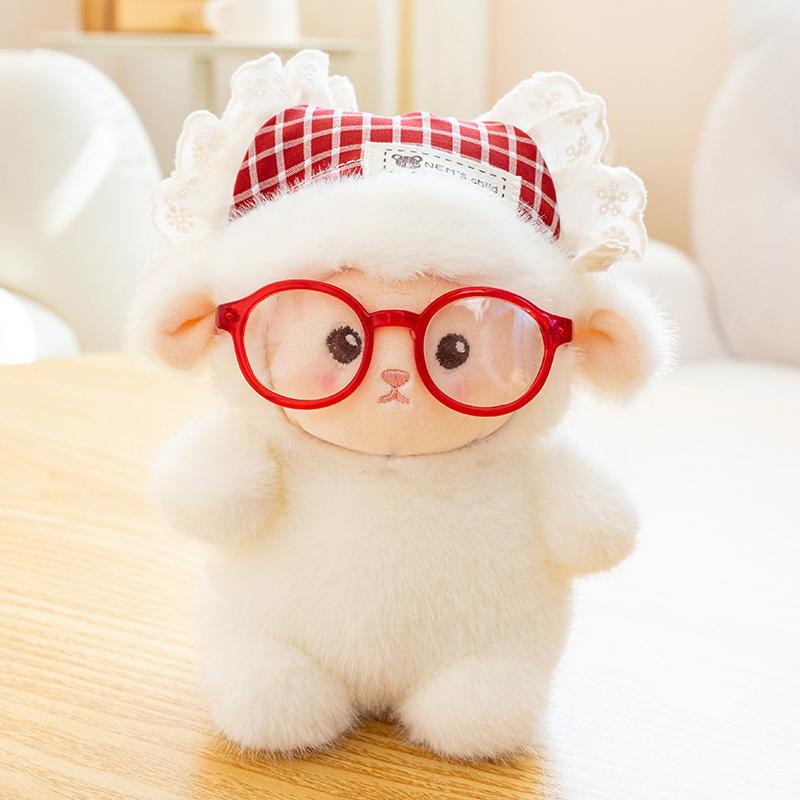 Engel Kleines Schaf Plüschtiere Zart Kuschelig Mit Brille Kleines Schaf Puppe Sanft Kinder Beruhigen Tierpuppe Hübsche Dekoration 15cm
