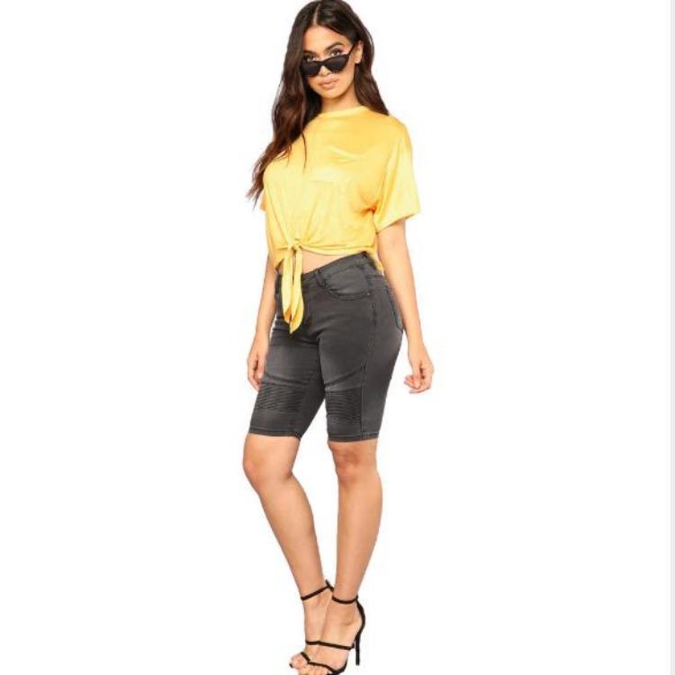 Summer Women High Waist Slim Fit Elastic Denim Jeans Shorts