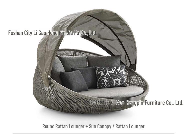 Round Rattan Outdoor Sofa Bed for Patio, Terrace, or Poolside Lounge