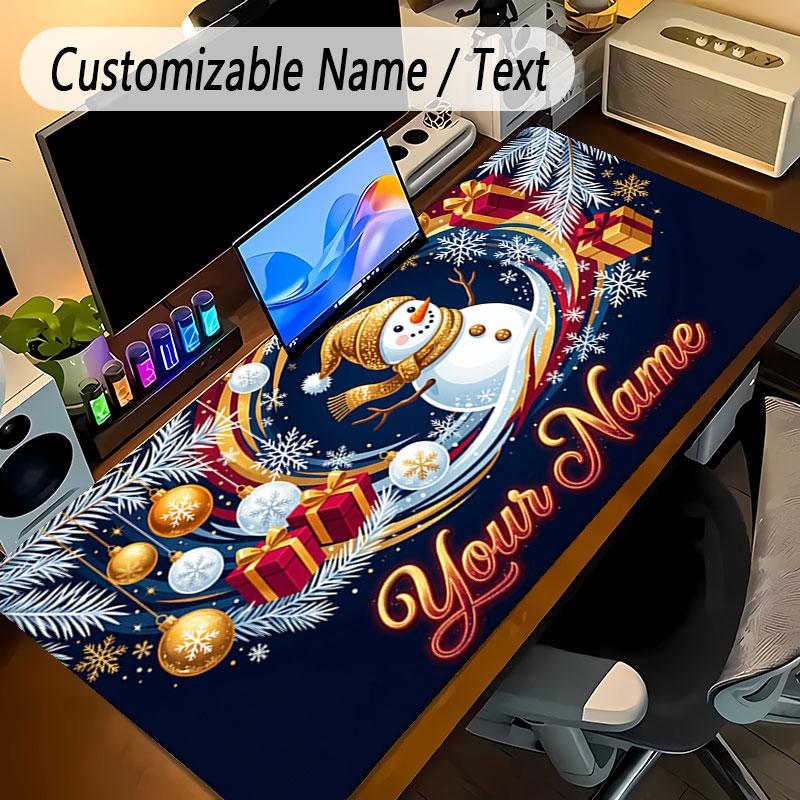 Winter Theme Personalized Mouse Pad Custom Name Text Non Slip Desk Pad For Laptop Office Desktop