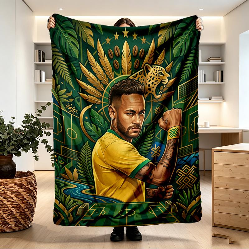 Neymar Jr spausdinta pledas - Minkštas ir patogus, miegamajam, kelionėms, sofai, namų dekoravimui - Gimtadienio Kalėdų dovana draugui