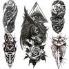 Tatuaggio Temporaneo Gufo Per Donne Uomini Braccio Meccanico Nero Tatuaggi Triangolari Unici Occhi Totem Corpo Realistico Spray Tatuaggio Falso