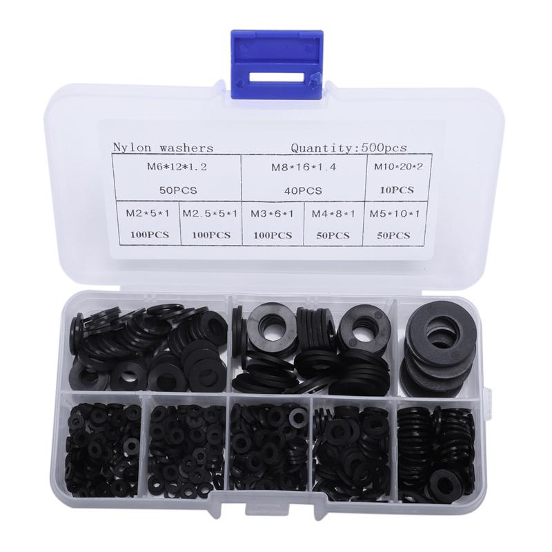 Attachment Gasket Assortment Automobiles Black Connector Faucet Flat Ring Grommet M2-M10 Nylon Pressure Washer